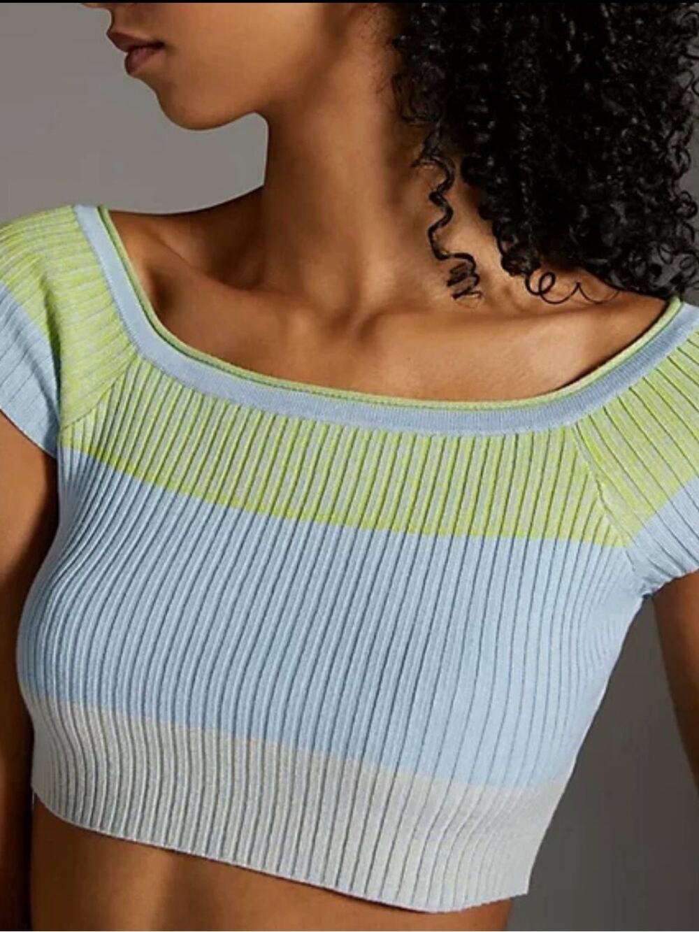 Anthropologie Daily Practice Knit Tuvalu Sweater Striped Crop Top Size XS